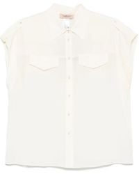 Twinset - Button-Up Cap-Sleeved Shirt - Lyst