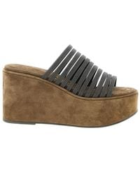 Brunello Cucinelli - Embellished Slip On Sandals - Lyst