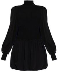FRAME - Sheer-Sleeve Mini Dress - Lyst
