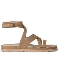 UGG - Goldengaze Embossed Ankle-Strap Flat Sandals - Lyst