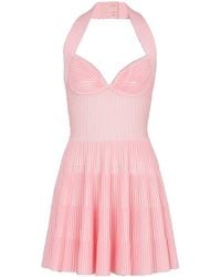 Balmain - Textured Knit Halterneck A-Line Dress - Lyst