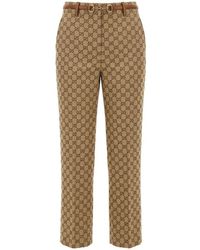 Gucci - Gg Canvas Trousers With Horsebit - Lyst