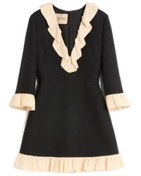 Valentino - Ruffled Trim V-Neck Mini Dress - Lyst