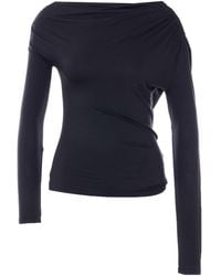 Patrizia Pepe - Draped One-Shoulder T-Shirt - Lyst
