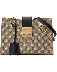 Gucci - Padlock Small Gg Bees Shoulder Bag - Lyst