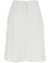 Max Mara - Pleat-Detail Linen Shorts - Lyst