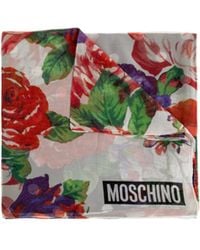 Moschino - Floral Print Logo Scarf - Lyst