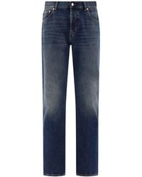 McQueen - Logo Detailed Straight-Leg Jeans - Lyst