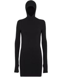 Fendi - Hooded Ribbed-Knit Mini Dress - Lyst