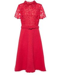 Oscar de la Renta - Gardenia Guipure And Tweed Midi Dress - Lyst