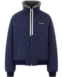 Miu Miu - Quilted Shearling-Collar Jacket - Lyst