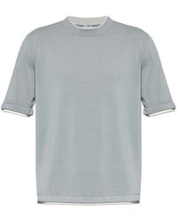 Eleventy - Short Sleeved Crewneck Knitted Top - Lyst