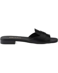 Prada - Leather Slides - Lyst
