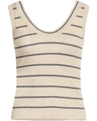 Brunello Cucinelli - Sleeveless Striped Lightweight Knit Top - Lyst