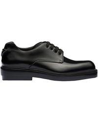 Prada - Brushed Leather Derby Shoes - Lyst