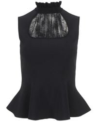 McQueen - Lace-Panelled Sleeveless Top - Lyst
