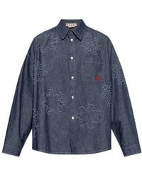 Marni - Frayed Pattern Oversized Chambray Shirt - Lyst