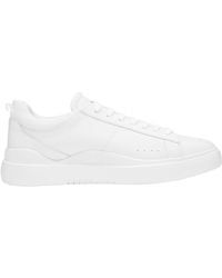 BOSS - Solid Color Leather Low Trainers - Lyst