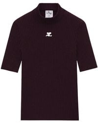 Courreges - Reedition Ribbed-Knit Short-Sleeve Sweater - Lyst