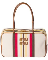 Miu Miu - Beau Canvas And Leather Bag - Lyst