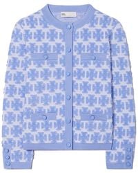 Tory Burch - Double T-Monogram Bouclé Cardigan - Lyst