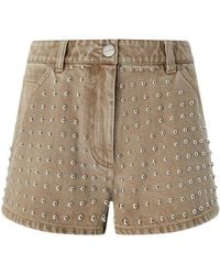 Pinko - Studded High-Waist Denim Shorts - Lyst