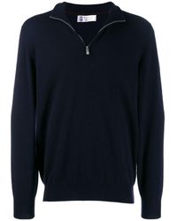 Brunello Cucinelli - Funnel-Neck Knitted Polo Shirt - Lyst