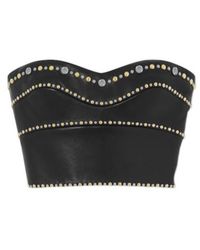 Versace - Off Shoulder Leather Top - Lyst