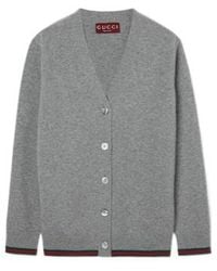 Gucci - Wool And Cashmere Cardigan With Web Detail - Lyst