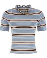Rabanne - Rabanne Striped Chain-Neck T-Shirt - Lyst
