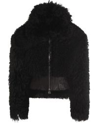 Blumarine - Leather-Detail Fleece Jacket - Lyst
