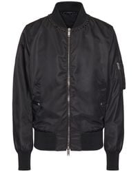 Valentino - Stud Detailed Zip-Up Bomber Jacket - Lyst