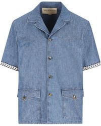Valentino - Button-Up Denim Shirt - Lyst