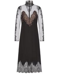 Valentino - Laced High Neck Long-Sleeved Midi Dress - Lyst