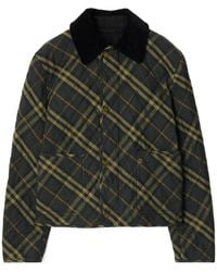 Burberry - Check Printed Quilted Jacket - Lyst