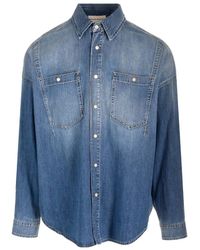 McQueen - Dart-Detailed Long Sleeved Denim Shirt - Lyst