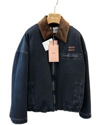 Miu Miu - Corduroy-Collar Denim Jacket - Lyst