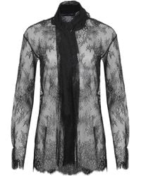 Alberta Ferretti - Sheer Embroidered Long Sleeve T-Shirt - Lyst
