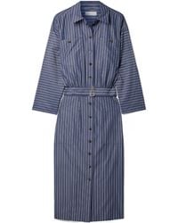 Lafayette 148 New York - Belted Striped Cotton-Poplin Midi Shirt Dress - Lyst