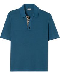 Burberry - Check Trim Short Sleeved Polo Shirt - Lyst
