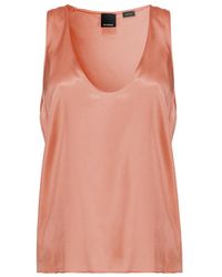 Pinko - V-Neck Satin Sleeveless Top - Lyst
