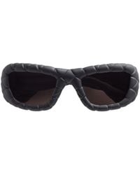 Bottega Veneta - Intrecciato Rectangular Sunglasses - Lyst