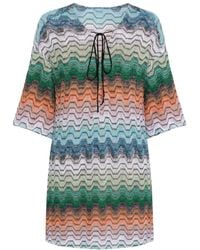 Missoni - Zigzag-Knit Lace-Up Mini Dress - Lyst