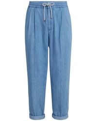 Brunello Cucinelli - Double Pleats Lightweight Denim Trousers - Lyst