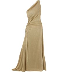 TOVE - Vivien One-Shoulder Ruched Metallic Knitted Maxi Dress - Lyst