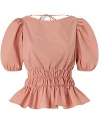 Pinko - Cropped Top With Ruffles And Open Back - Lyst