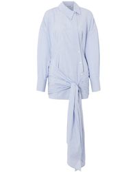 The Attico - Knotted Striped Cotton-Poplin Mini Dress - Lyst