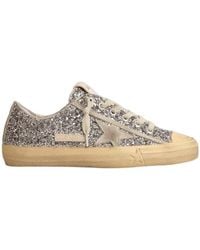 Golden Goose - V-Star Glittered Lace-Up Sneakers - Lyst