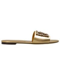 Dolce & Gabbana - Embellished Logo Slides - Lyst