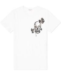 McQueen - Flower Skull Printed T-Shirt - Lyst